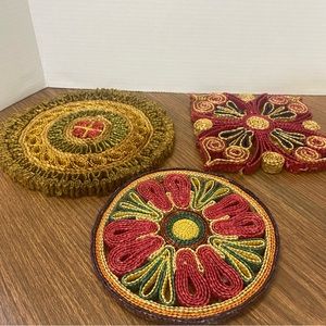 Decorative Straw Trivet Hot Pads - set